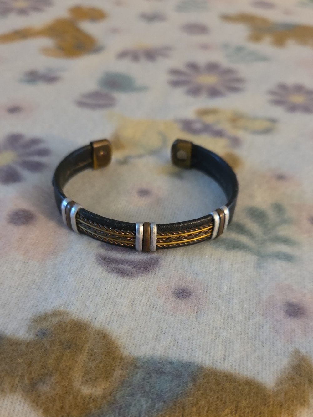 Men's Black and Gold Braided Cuff Bracelet - Classic Accent